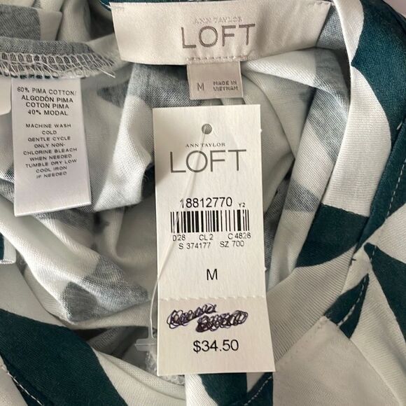 Ann Taylor LOFT Geometric Print Chiffon Sleeve T-Shirt M NEW - Picture 6 of 11